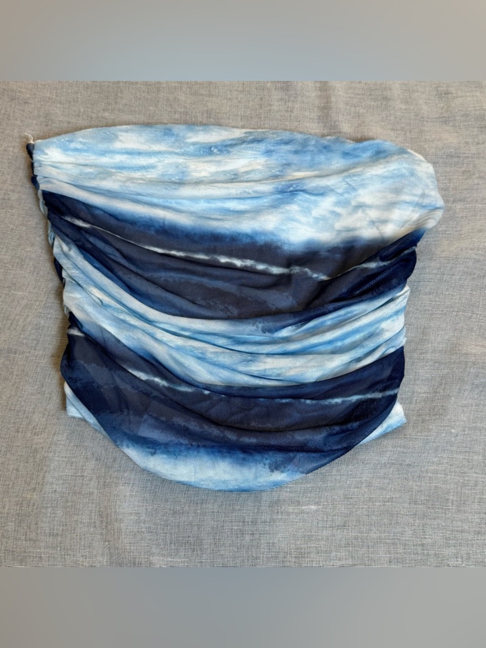 Blue Ombre Ruched Strapless Tube Top
 Size M